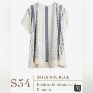 Skies Are Blue Benitez Embroidered Kimono EUC